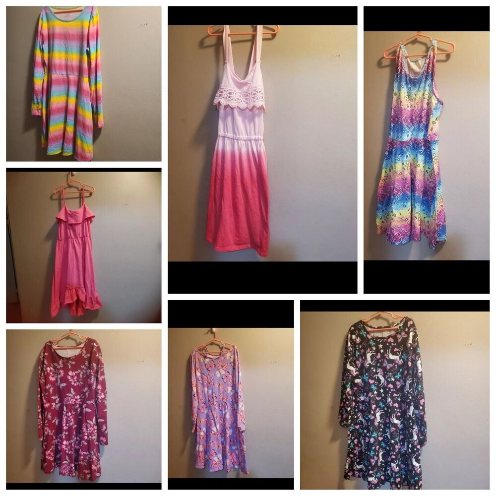 Girls Lot Of 7 Spring Summer Dresses Size XXL 16-18